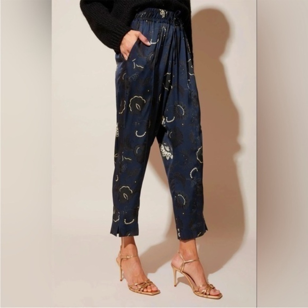 Tucker Julia Pant Legacy Lace in Silk Stretch Charmeuse Printed Elastic Waist